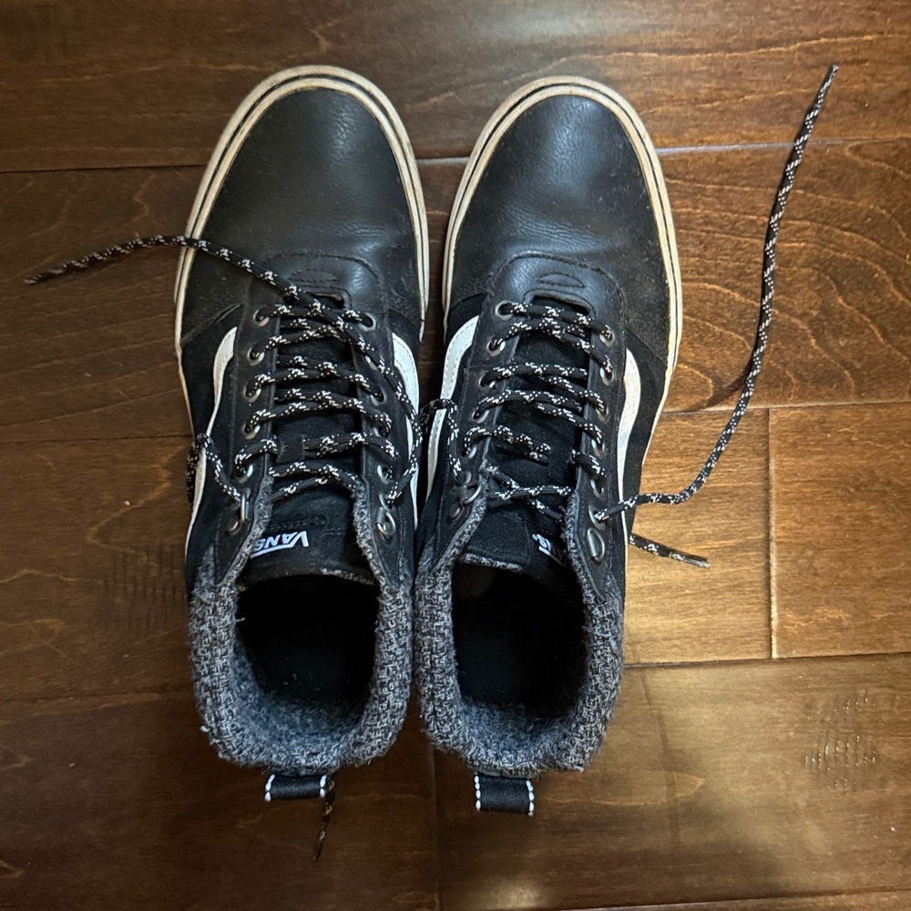 Vans Black and White High-Tops with Gray Accents